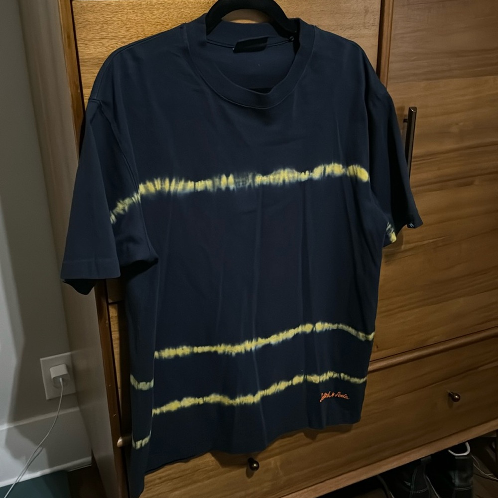 Scotch & Soda Shirt Blue with Yellow Striped Tie Dye